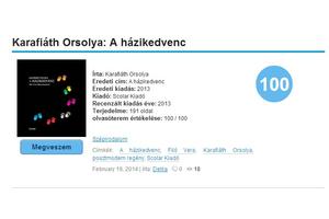 100/100 pont A házikedvencnek az Olvasoterem oldalán